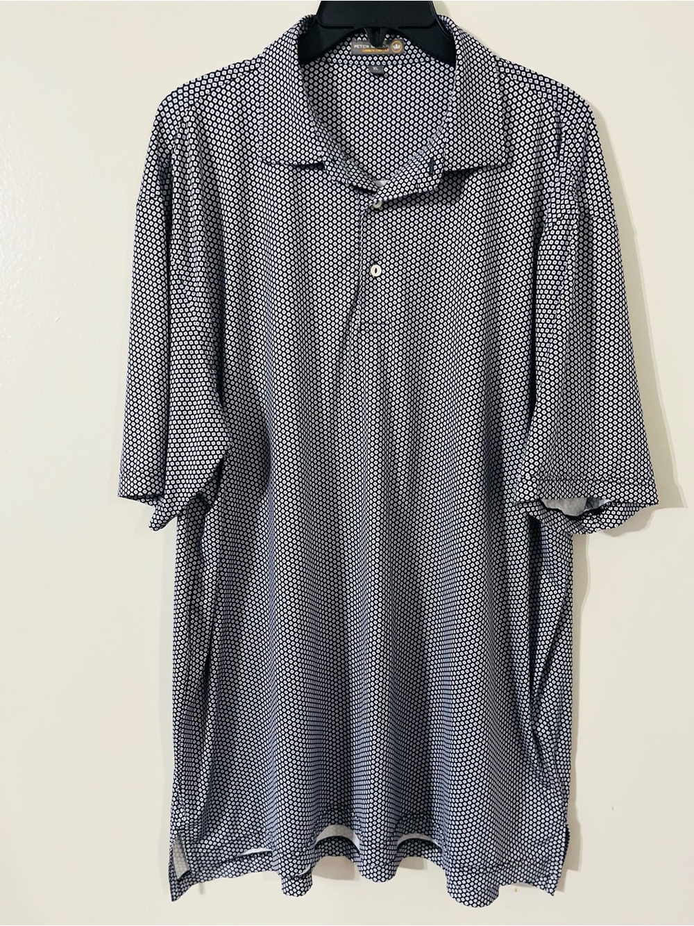 Peter Millar Summer Comfort Polo Shirt Mens XL Black & White Short Sleeve